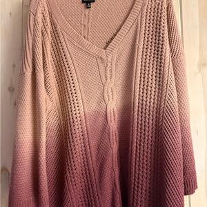 torrid Pink Ombre Cable Knit V-Neck Sweater